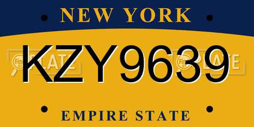 KZY9639 New York License Plate