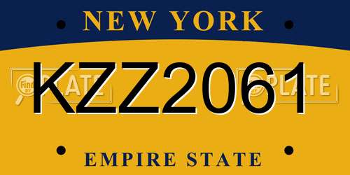 KZZ2061 New York License Plate