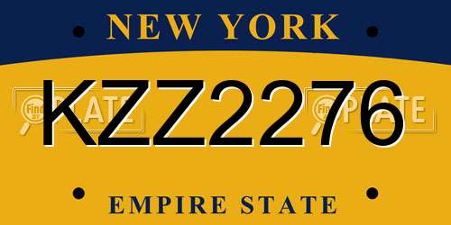 KZZ2276 New York License Plate
