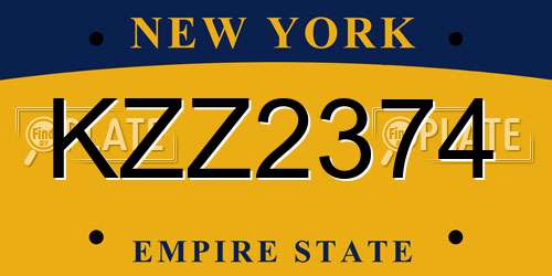 KZZ2374 New York License Plate