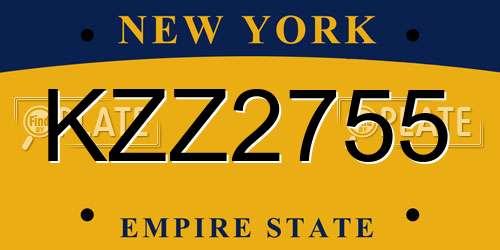 KZZ2755 New York License Plate