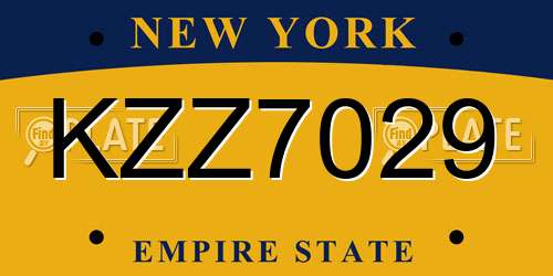 KZZ7029 New York License Plate