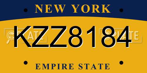 KZZ8184 New York License Plate