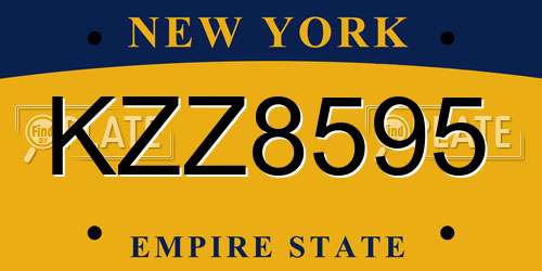 KZZ8595 New York License Plate