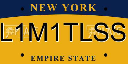 L1M1TLSS New York License Plate