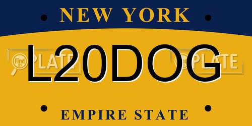 L20DOG New York License Plate