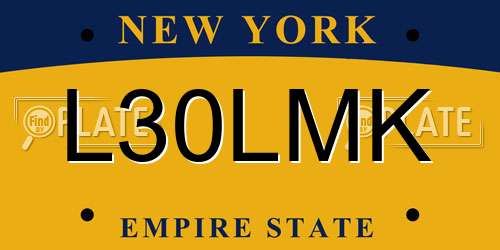 L30LMK New York License Plate