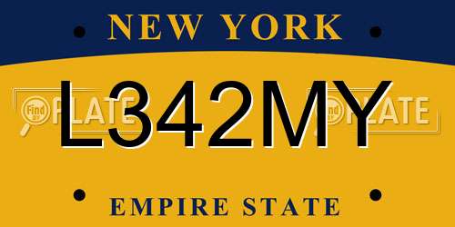 L342MY New York License Plate