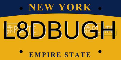 L8DBUGH New York License Plate