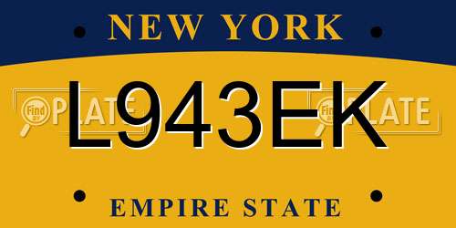L943EK New York License Plate