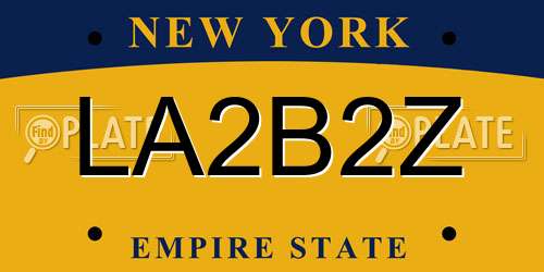 LA2B2Z New York License Plate