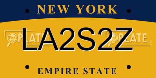 LA2S2Z New York License Plate