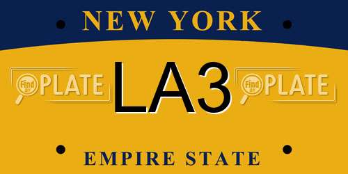 LA3 New York License Plate