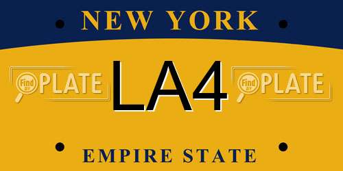 LA4 New York License Plate