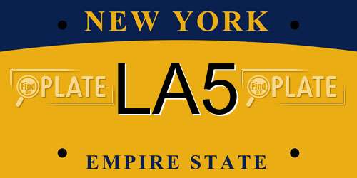 LA5 New York License Plate