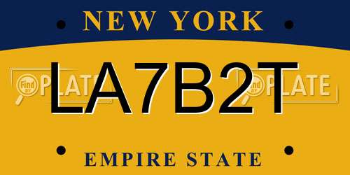 LA7B2T New York License Plate