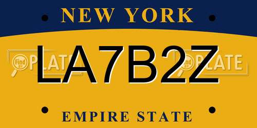 LA7B2Z New York License Plate