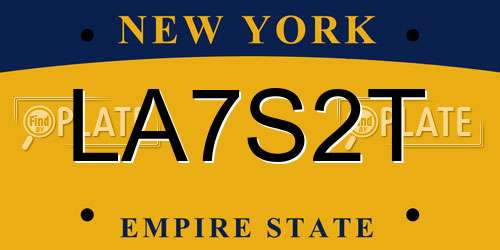 LA7S2T New York License Plate