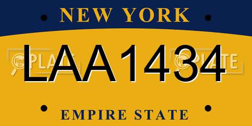 LAA1434 New York License Plate