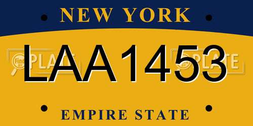 LAA1453 New York License Plate