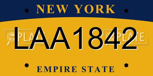 LAA1842 New York License Plate