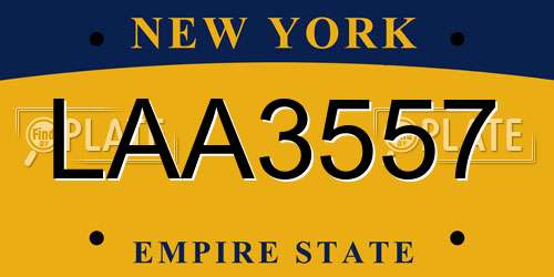 LAA3557 New York License Plate