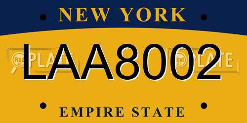 LAA8002 New York License Plate