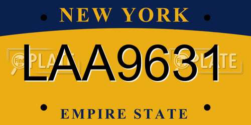 LAA9631 New York License Plate