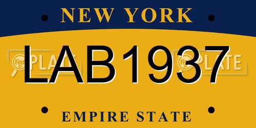 LAB1937 New York License Plate