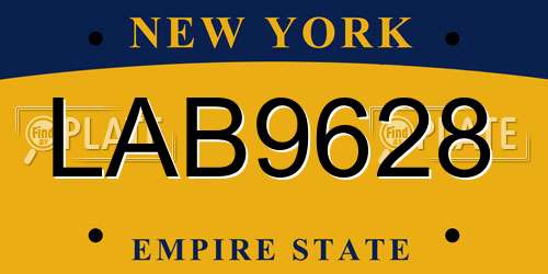 LAB9628 New York License Plate