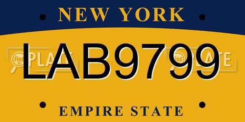 LAB9799 New York License Plate