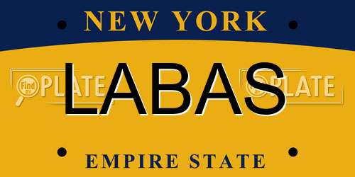 LABAS New York License Plate