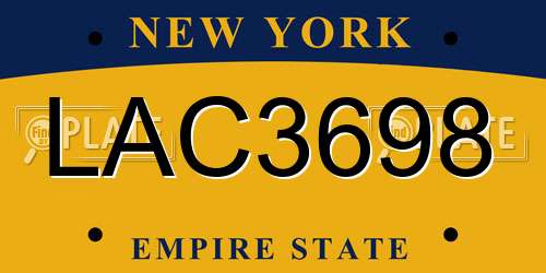 LAC3698 New York License Plate