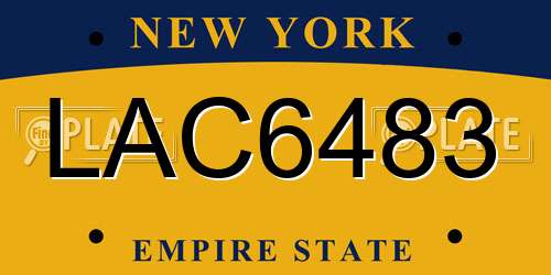 LAC6483 New York License Plate