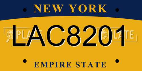 LAC8201 New York License Plate