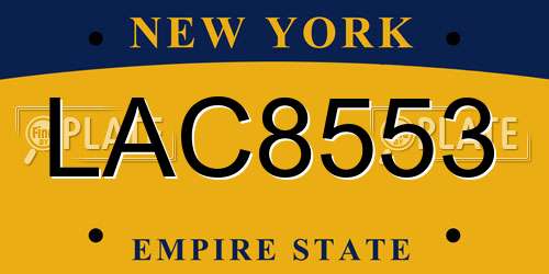 LAC8553 New York License Plate