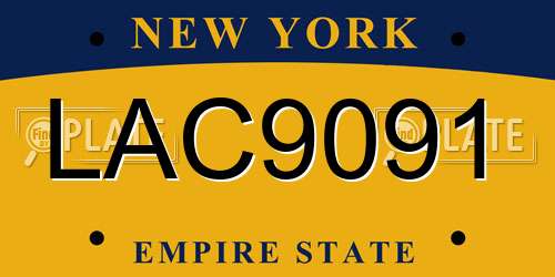 LAC9091 New York License Plate