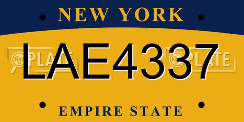 LAE4337 New York License Plate