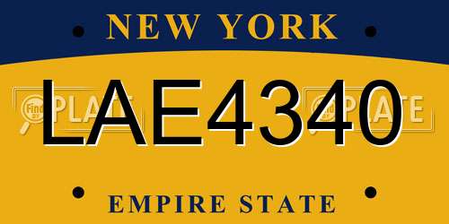 LAE4340 New York License Plate