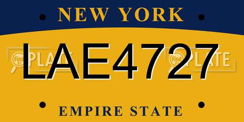 LAE4727 New York License Plate