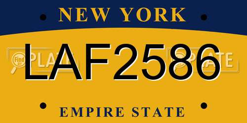 LAF2586 New York License Plate
