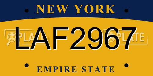 LAF2967 New York License Plate