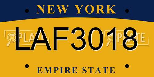 LAF3018 New York License Plate