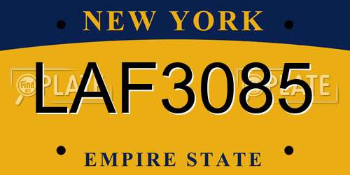 LAF3085 New York License Plate