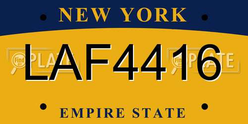 LAF4416 New York License Plate