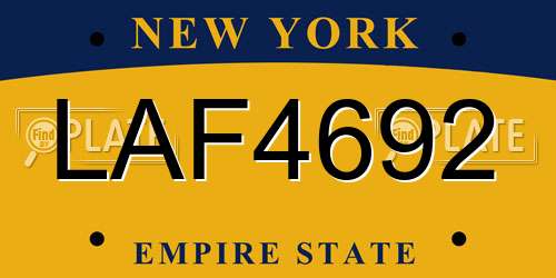 LAF4692 New York License Plate