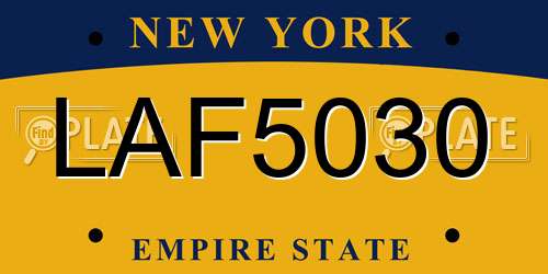 LAF5030 New York License Plate