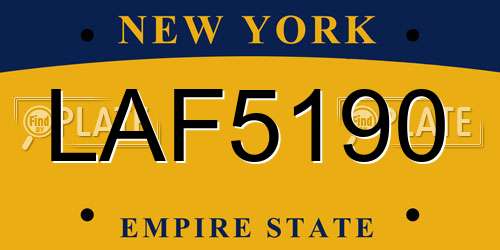 LAF5190 New York License Plate