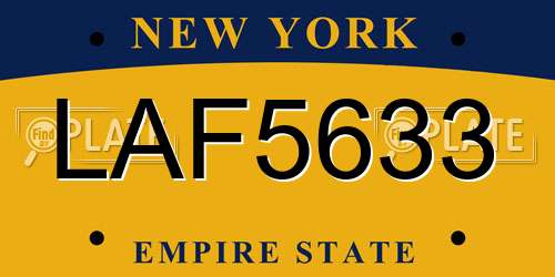 LAF5633 New York License Plate