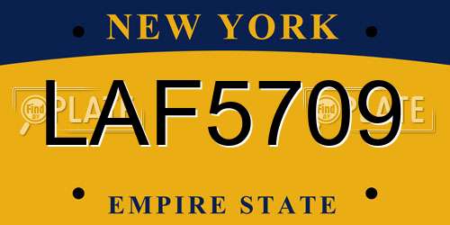 LAF5709 New York License Plate
